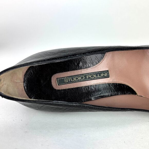 Studio Pollini Black Leather Pointed Toe Heels – Size 39 - Picture 8 of 10